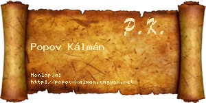 Popov Kálmán névjegykártya